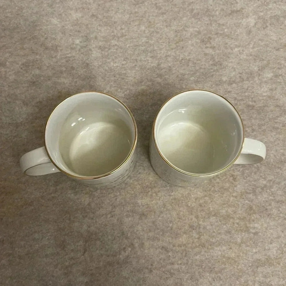 Snowfall Splender Target 08 Porcelain White w/Gold Trim Coffee Tea Mug Set of 2 - Picture 4 of 10